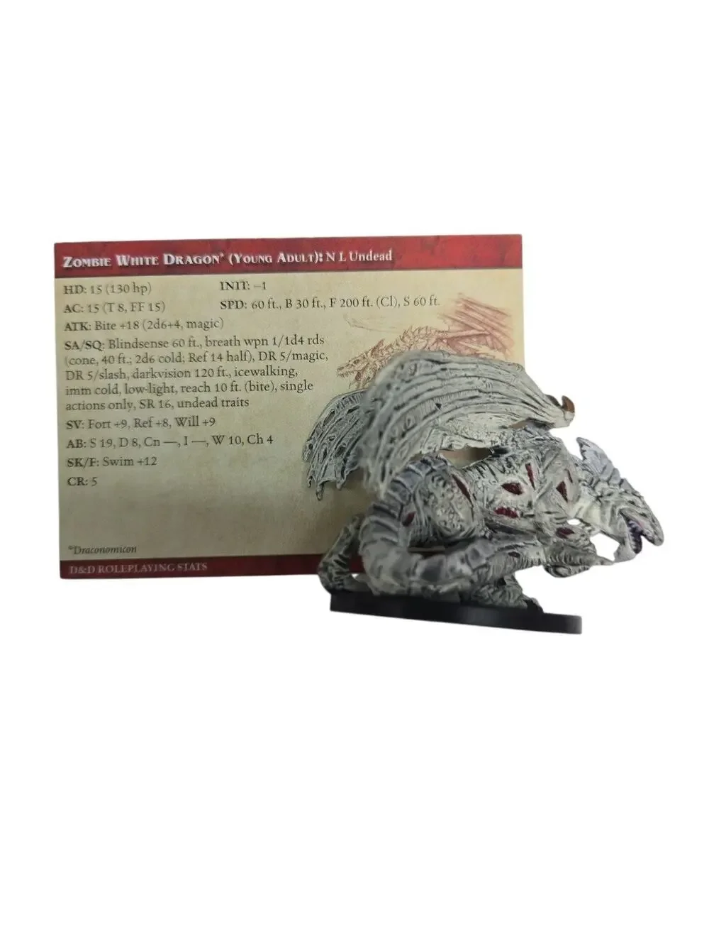 Zombie White Dragon 60/60 Young Adult W/ STAT CARD Dungeons and Dragons 2005